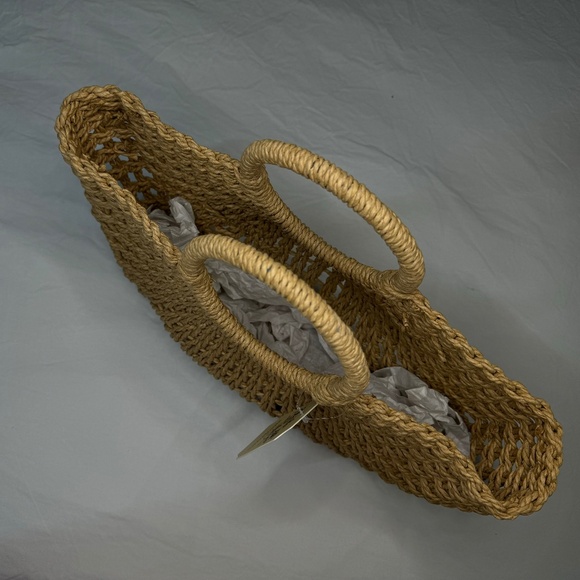 NWT Wicker Bag | Woven Straw Basket | Top Handle Bohemian Beach Bag *No Liner* - Picture 3 of 6